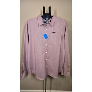 Columbia Mens Long Sleeve Button Up Red Hounds Toothprint XL